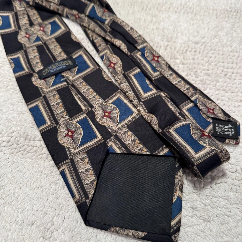 Cambridge Classics Tie Mens OS Multicolor Silk Art‎ Deco Geometric Rockabilly